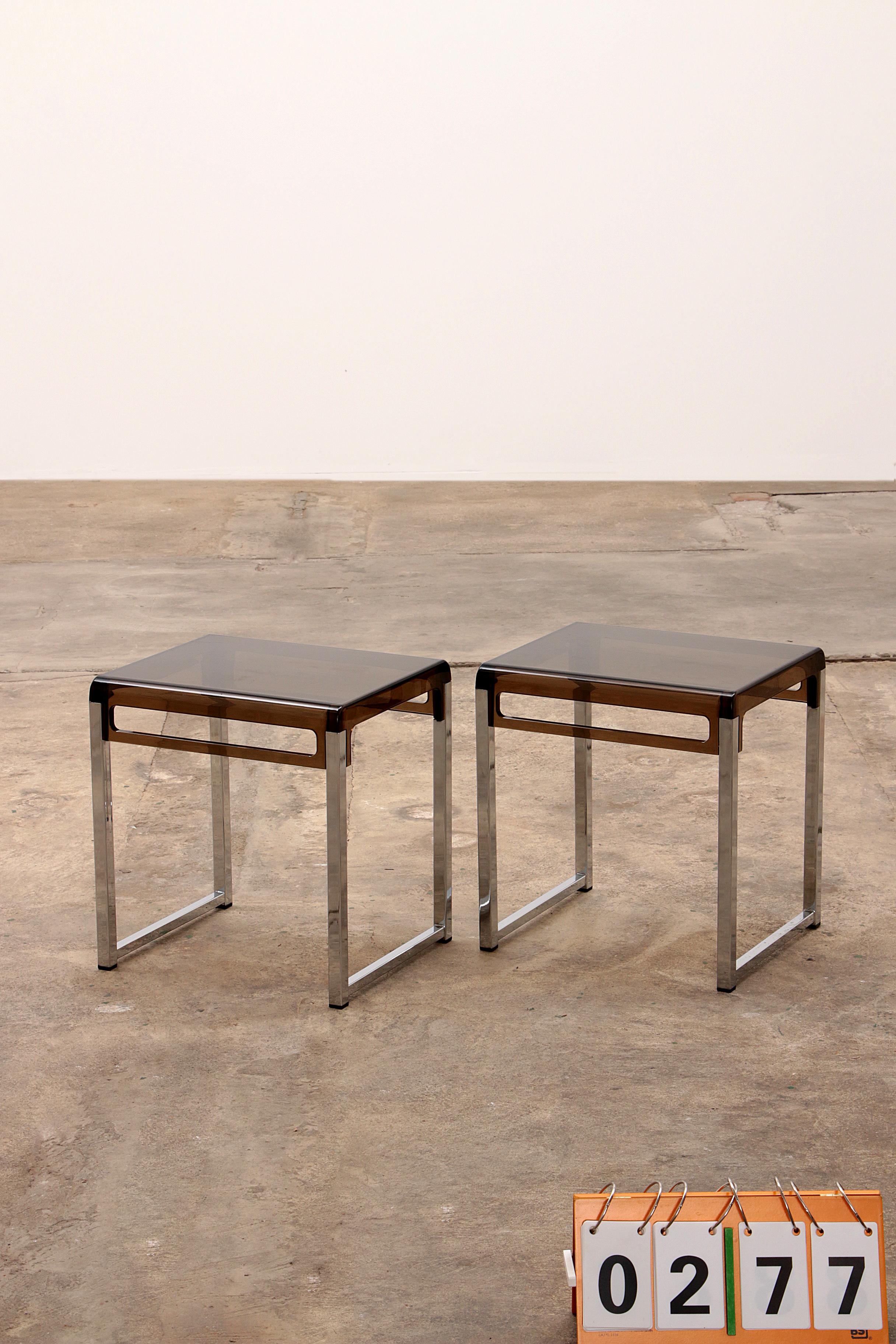Vintage Set of Plexiglas Side Tables Designed by Marc Berthier, France 1960s 7