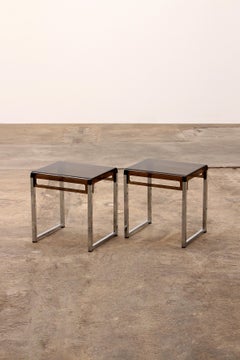 Vintage Set of Plexiglas Side Tables Designed by Marc Berthier, France 1960s
