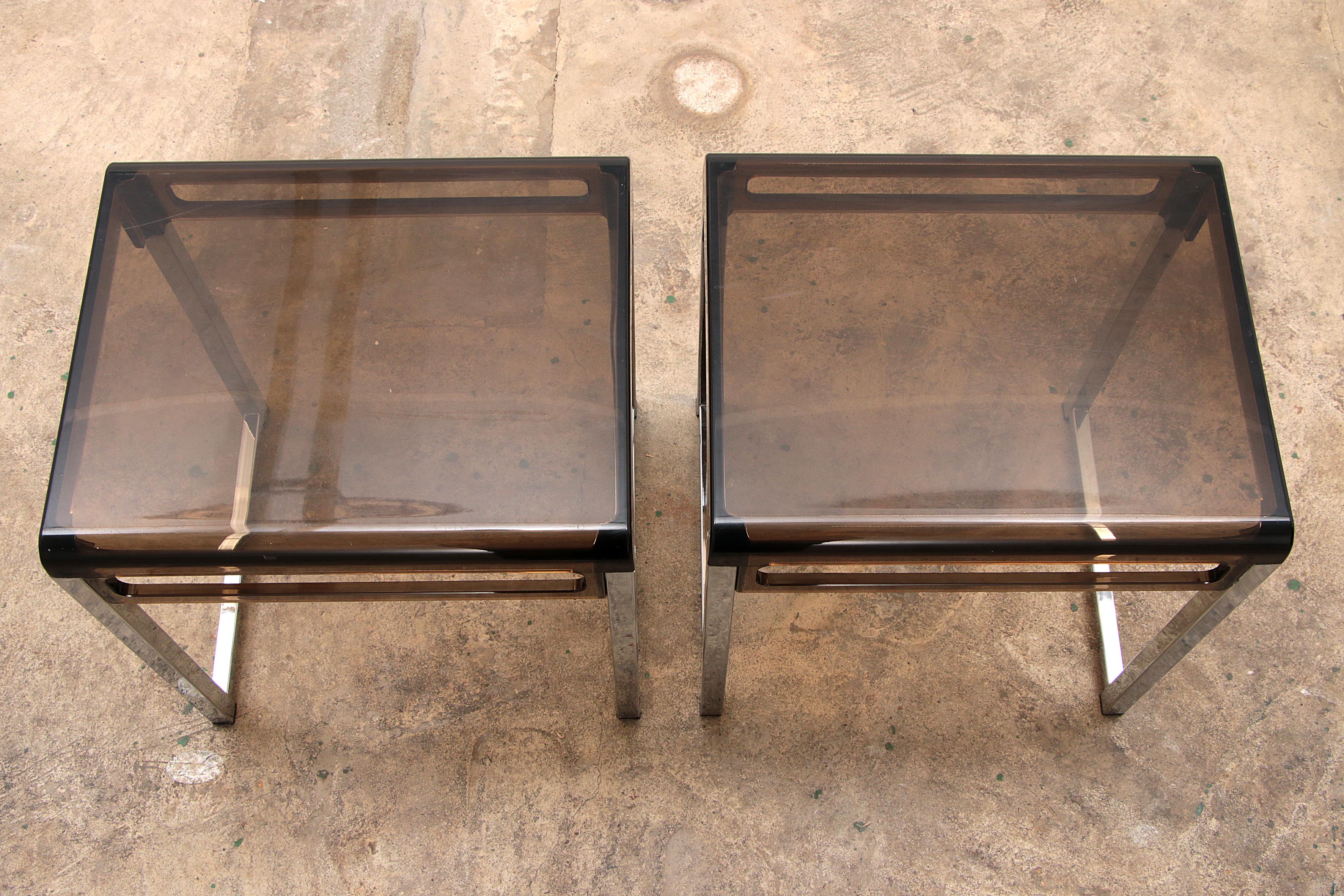 Vintage Set of Plexiglas Side Tables Designed by Marc Berthier, France 1960s 1
