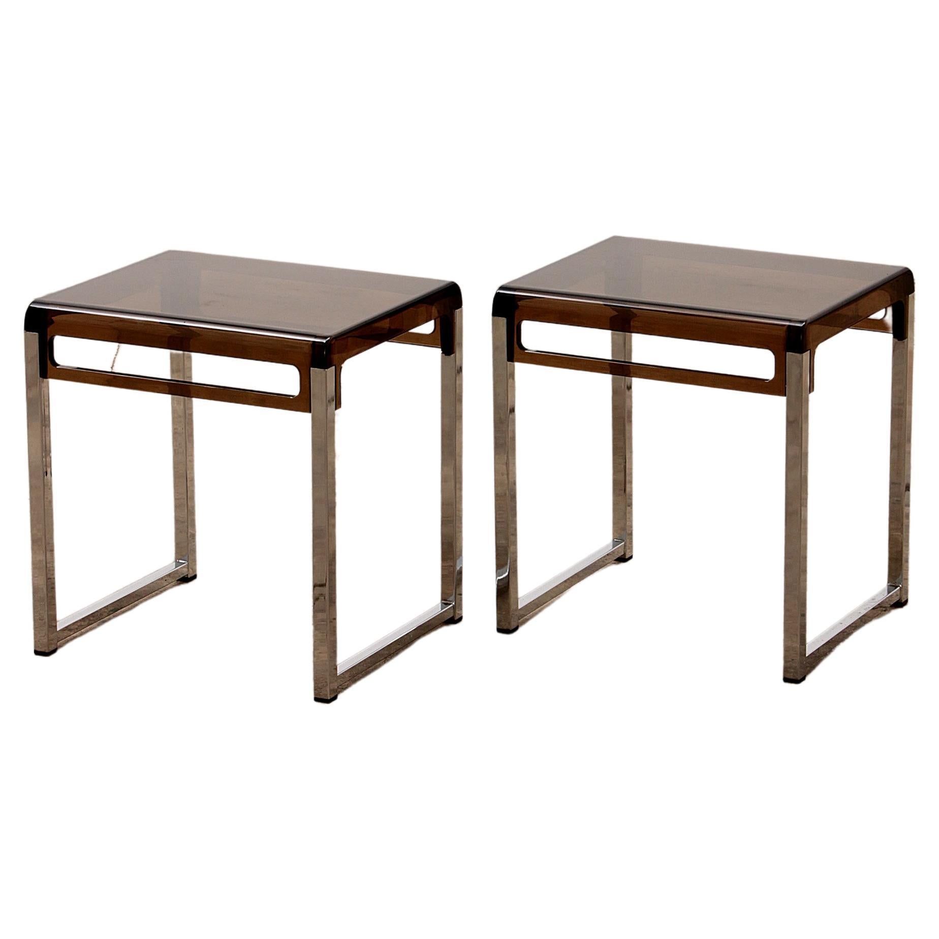 Vintage Set of Plexiglas Side Tables Designed by Marc Berthier, France 1960s