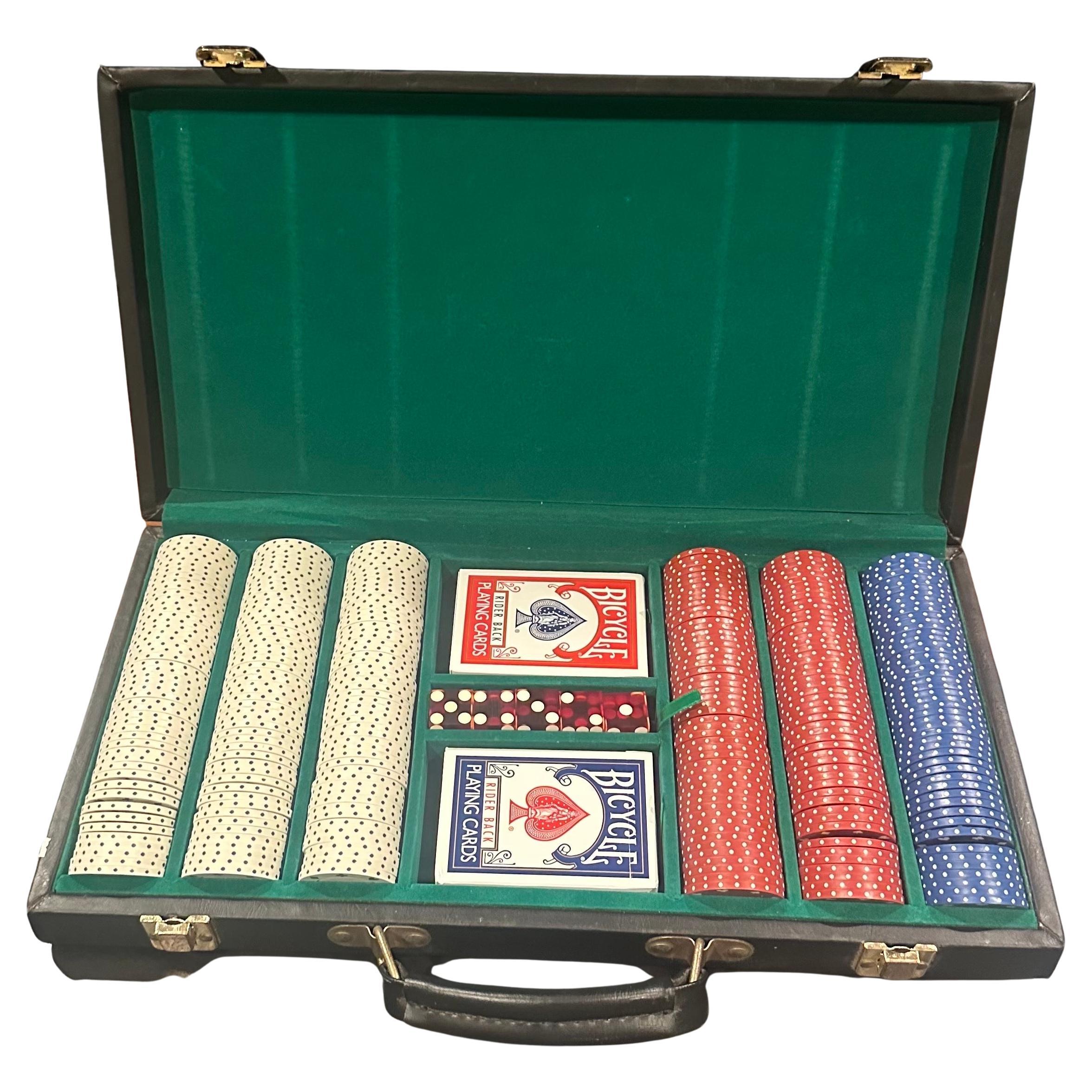 Vintage Set of Poker Chips with Cards and Dice For Sale 3