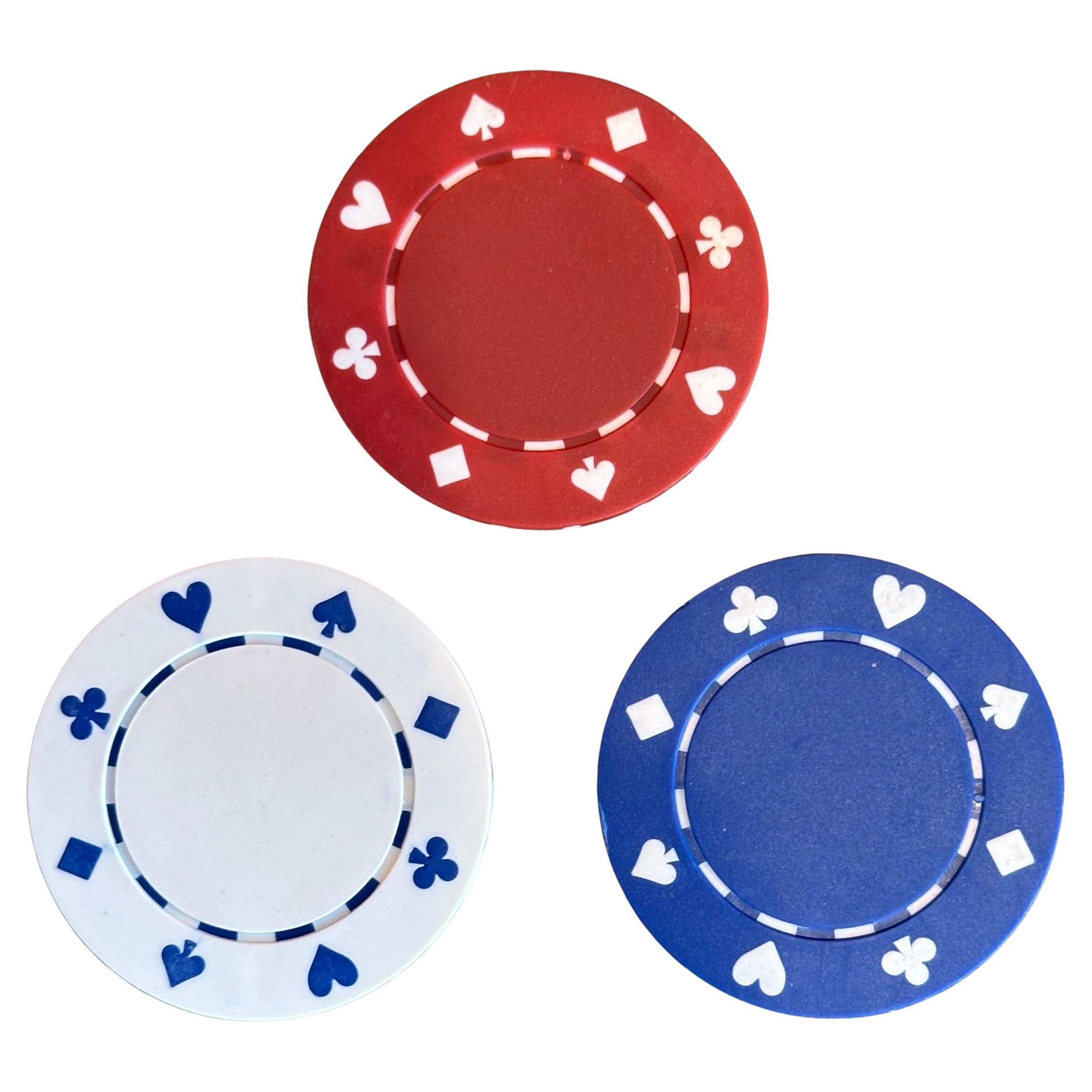 English Vintage Set of Poker Chips with Cards and Dice For Sale