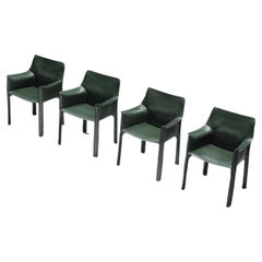 Vintage set of rare dark green Cab 413 chairs by Mario Bellini - CASSINA Italy