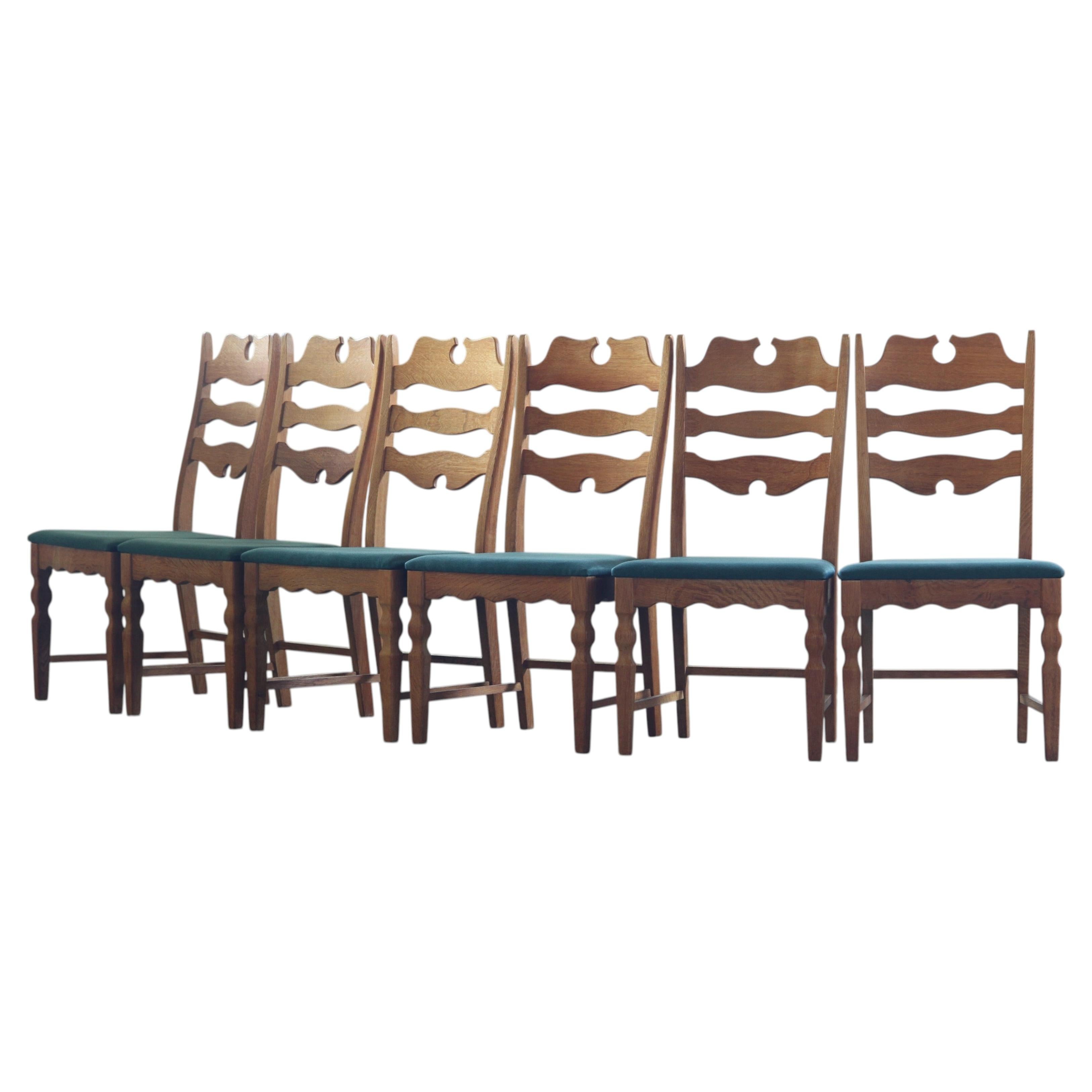 Vintage set of Razorblade Dining Chairs High Back, Henning Kjærnulf Denmark 60s