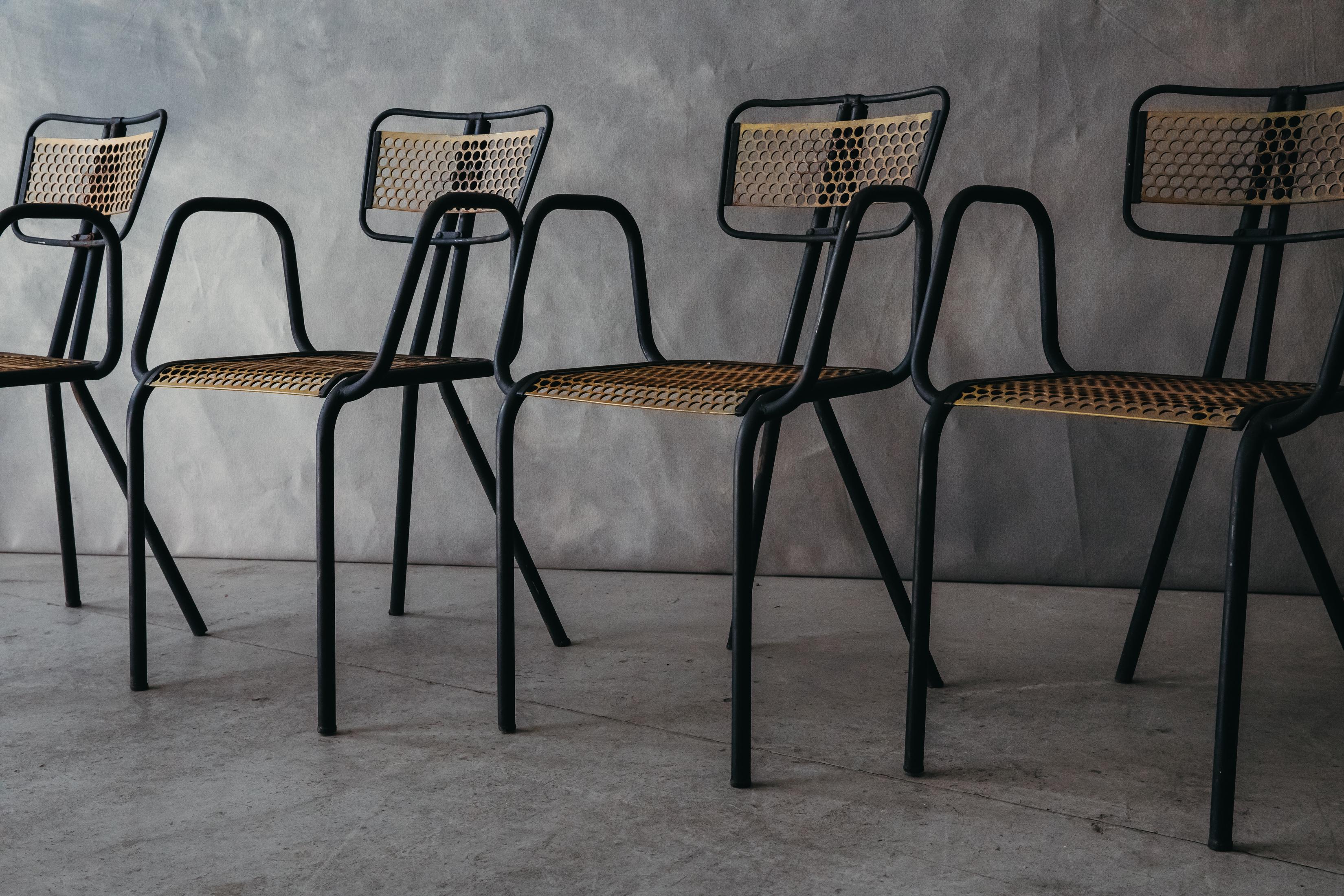 European Vintage Set of Rene Malaval Bistro Chairs From France, Circa 1960