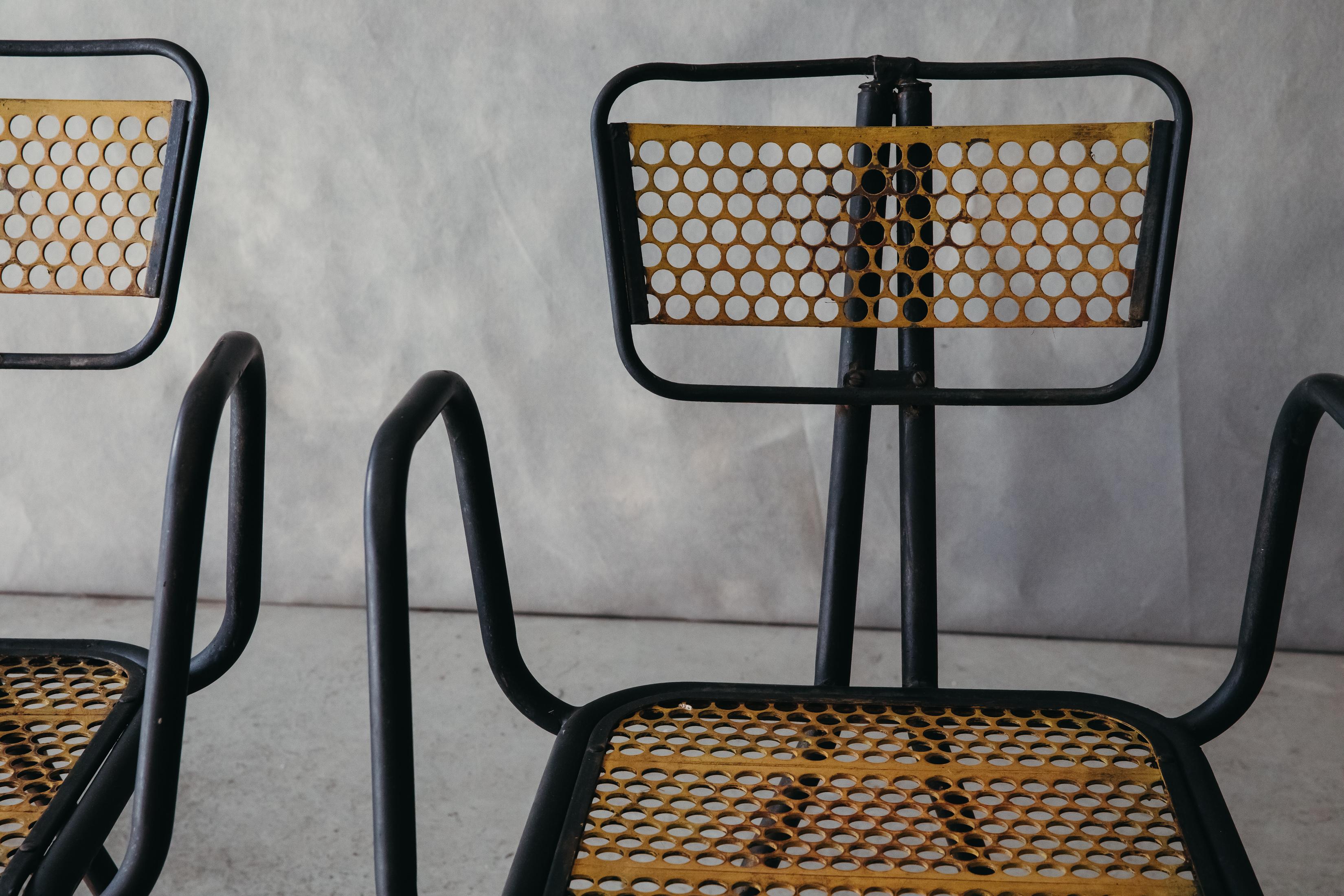 Mid-20th Century Vintage Set of Rene Malaval Bistro Chairs From France, Circa 1960