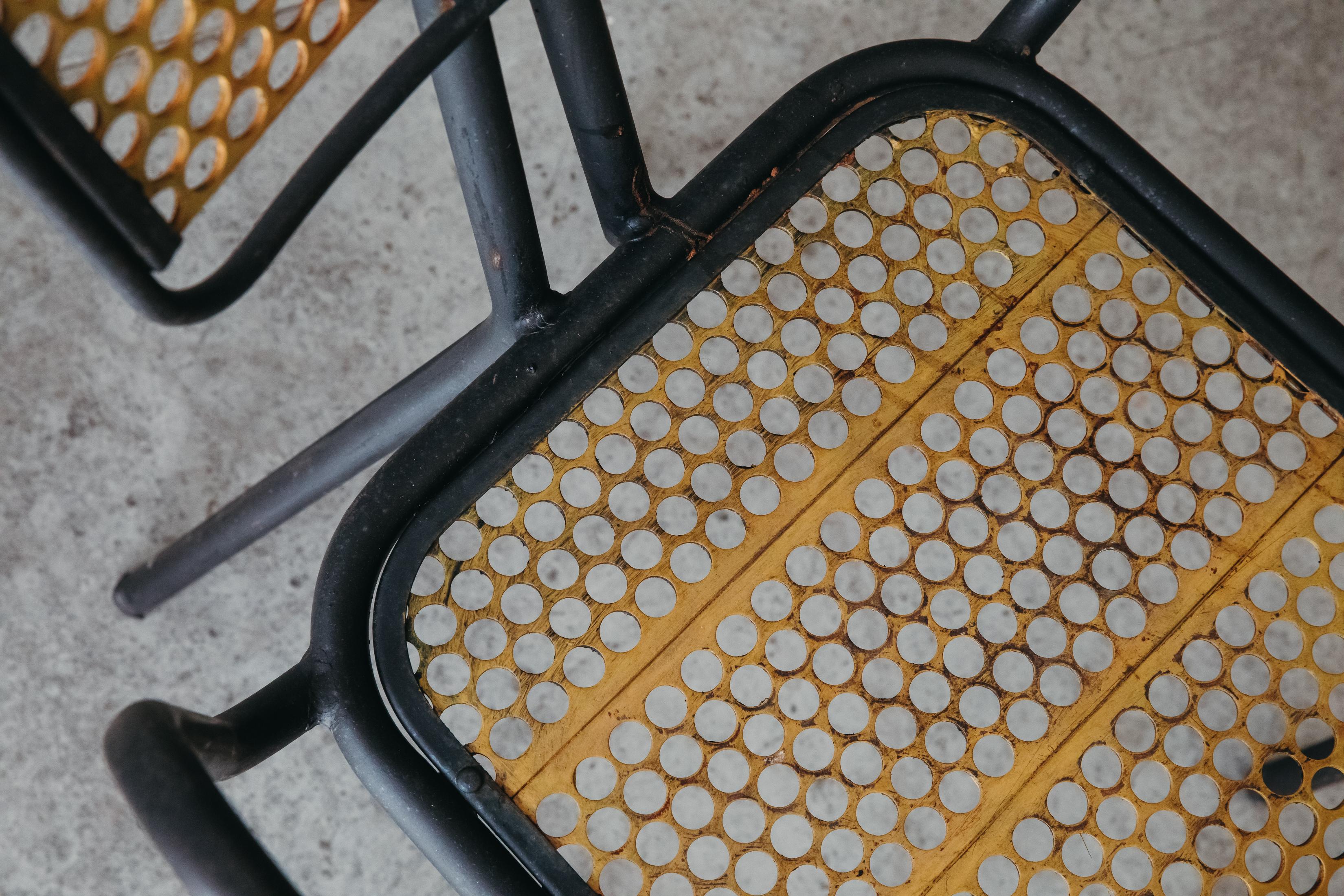 Steel Vintage Set of Rene Malaval Bistro Chairs From France, Circa 1960