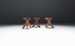 Ensemble vintage de tabourets S13 A ELM de Pierre Chapo - France