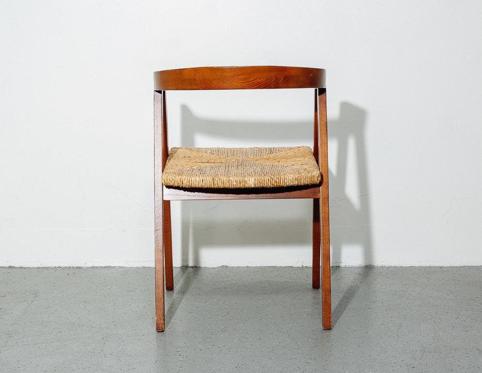 Late 20th Century Vintage Set of Seagrass and Oak Dining Chairs