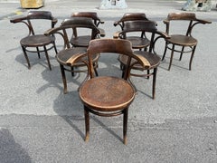 Vintage set of seven 1930's huge Thonet café chairs