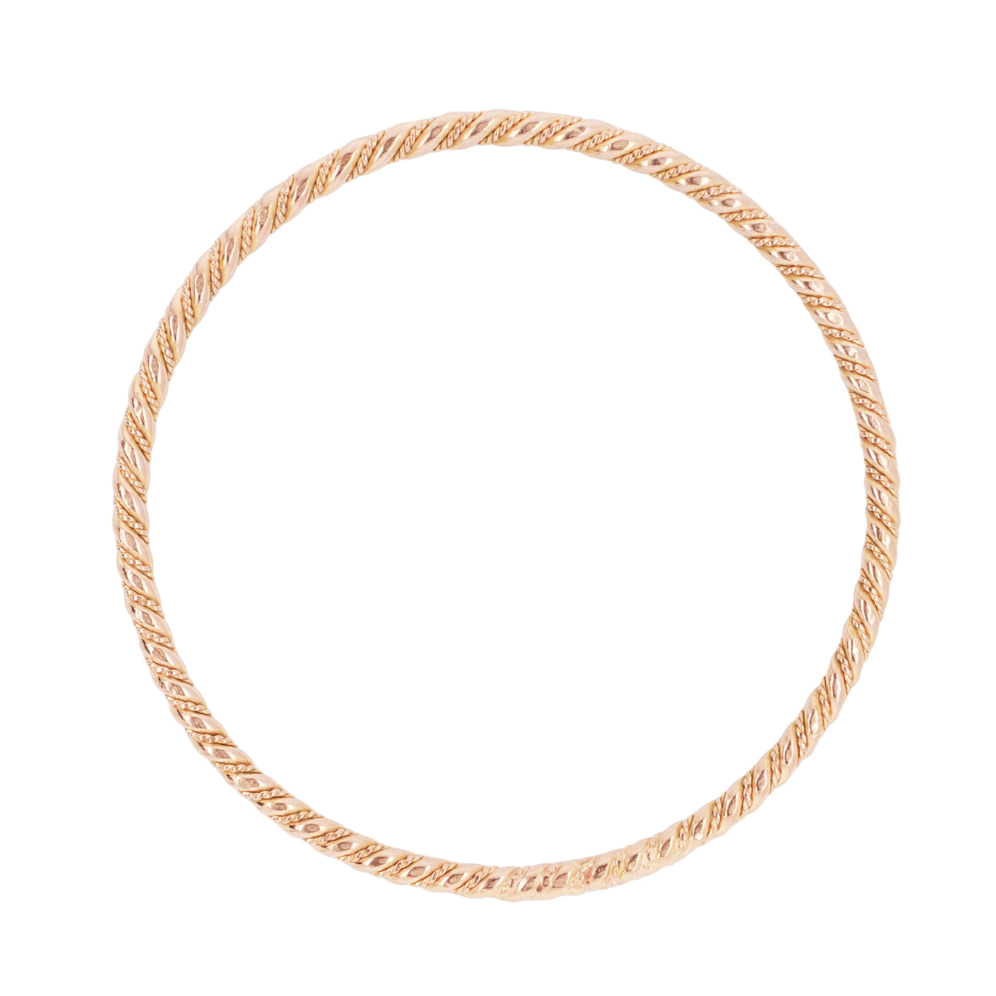 Vintage By Sieben glatte & gedrehte Seil-Armbänder in 18K Rose Gold im Zustand „Gut“ im Angebot in London, GB