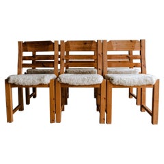 Vintage Set of Shearling Dining Chairs from Denmark, Circa 1970