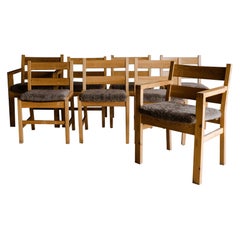 Vintage Set of Sheepskin Dining Chairs from Denmark, Circa 1970