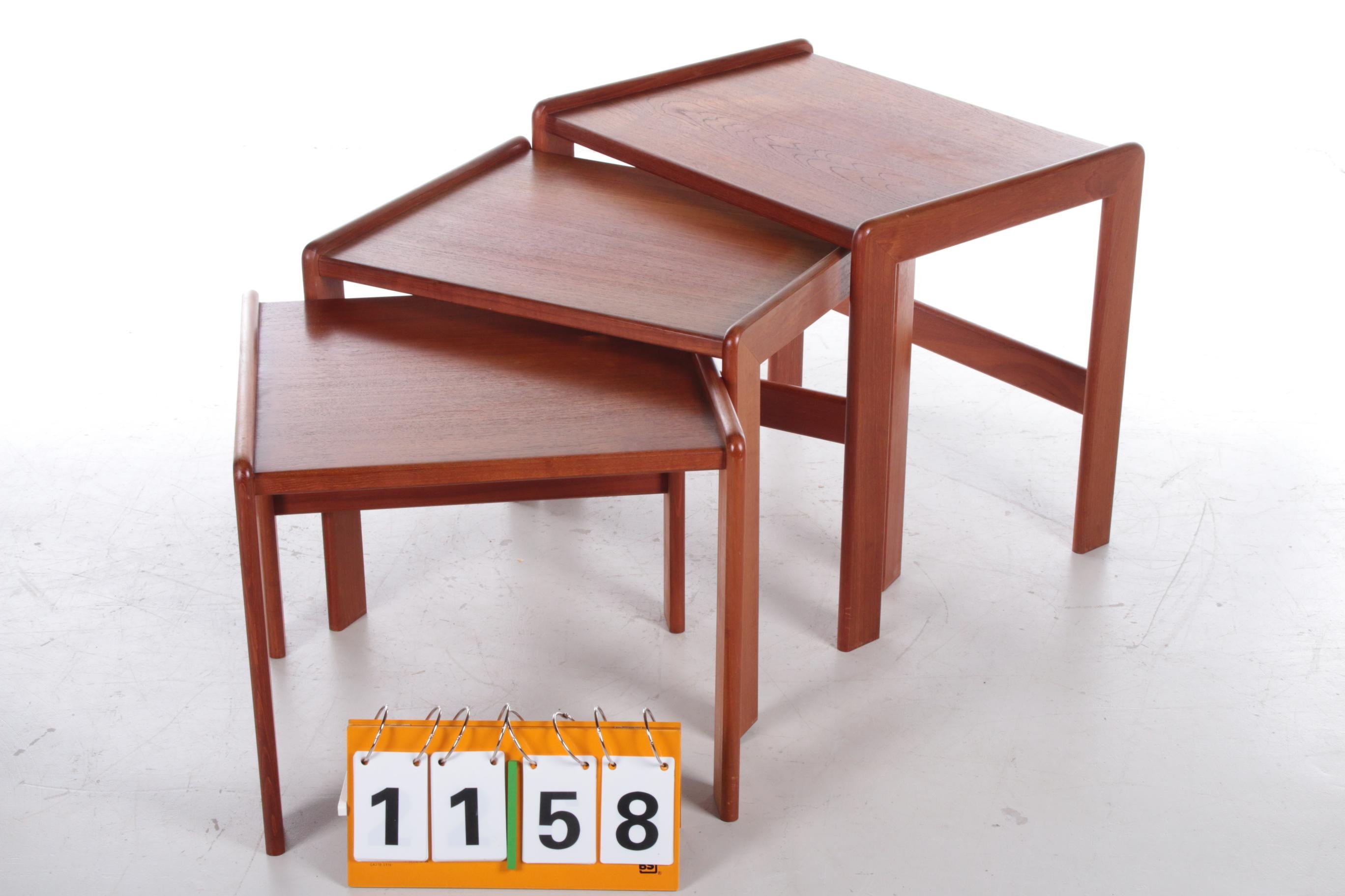Scandinavian Vintage Set of Side Tables Made of Teak Made in the 1960s For Sale
