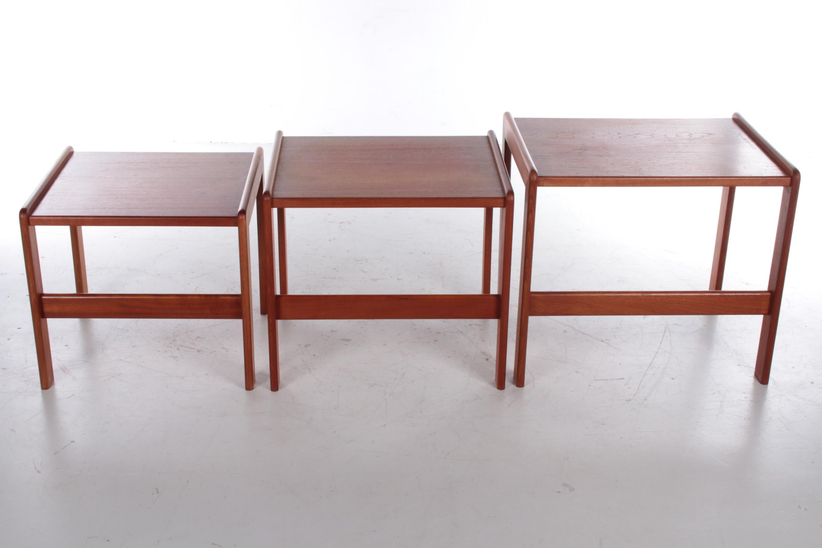 Mid-20th Century Vintage Set of Side Tables Made of Teak Made in the 1960s For Sale