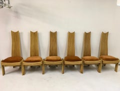 Vintage Set of Six 1970s Bamboo Dining Chairs