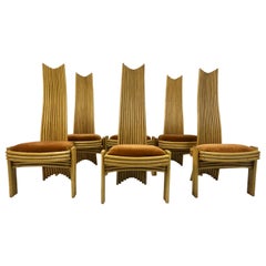 Vintage Set of Six 1970s Bamboo Dining Chairs