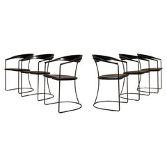 Vintage Set of Six Arrben Dining Chairs, Italy 1980s