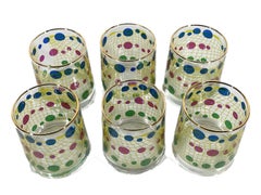 Vintage, Set of Six Bartlett Collins Rocks Glasses in the Gibraltar Pattern