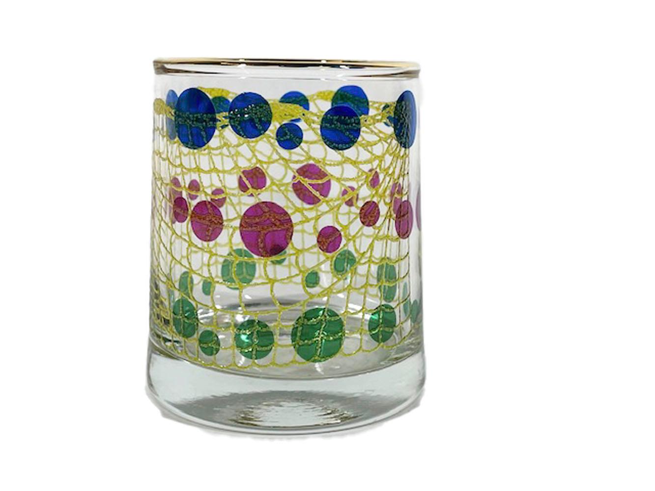 Vintage, Set of Six Bartlett Collins Rocks Glasses in the Gibraltar Pattern In Good Condition In Nantucket, MA