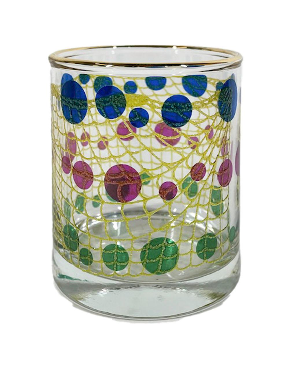 Mid-20th Century Vintage, Set of Six Bartlett Collins Rocks Glasses in the Gibraltar Pattern