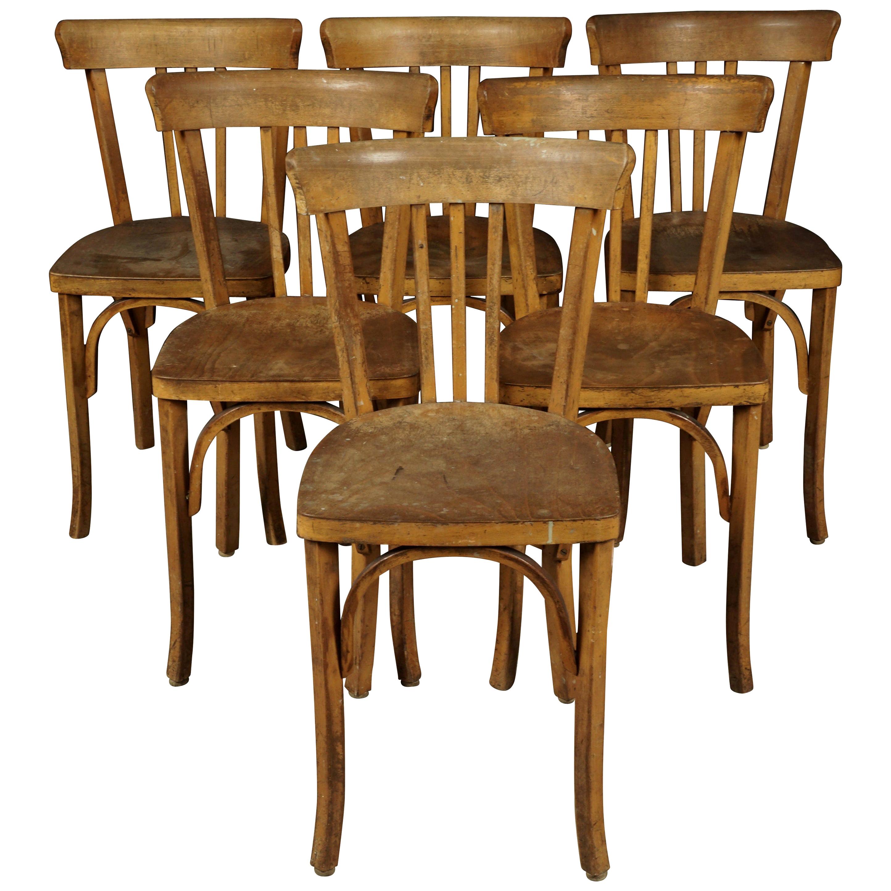 Vintage Set of Six Bistro Chairs from France, 1960s