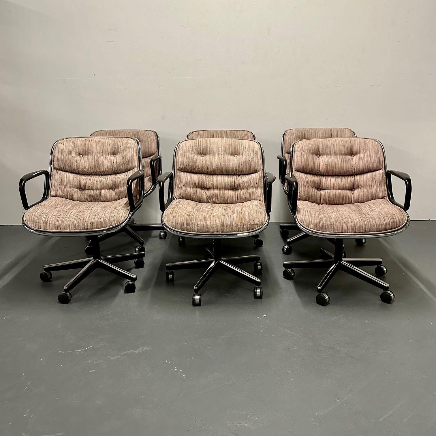 Vintage Set of Six Charles Pollock for Knoll Rolling Office / Desk Chairs, 1985 In Good Condition In Stamford, CT