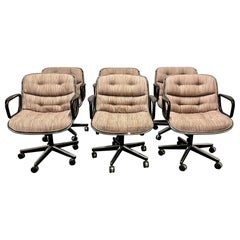 Vintage Set of Six Charles Pollock for Knoll Rolling Office / Desk Chairs, 1985