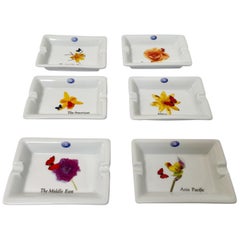 Retro Set of Six Collector Porcelain Ashtrays Laufen Pillivuyt, France