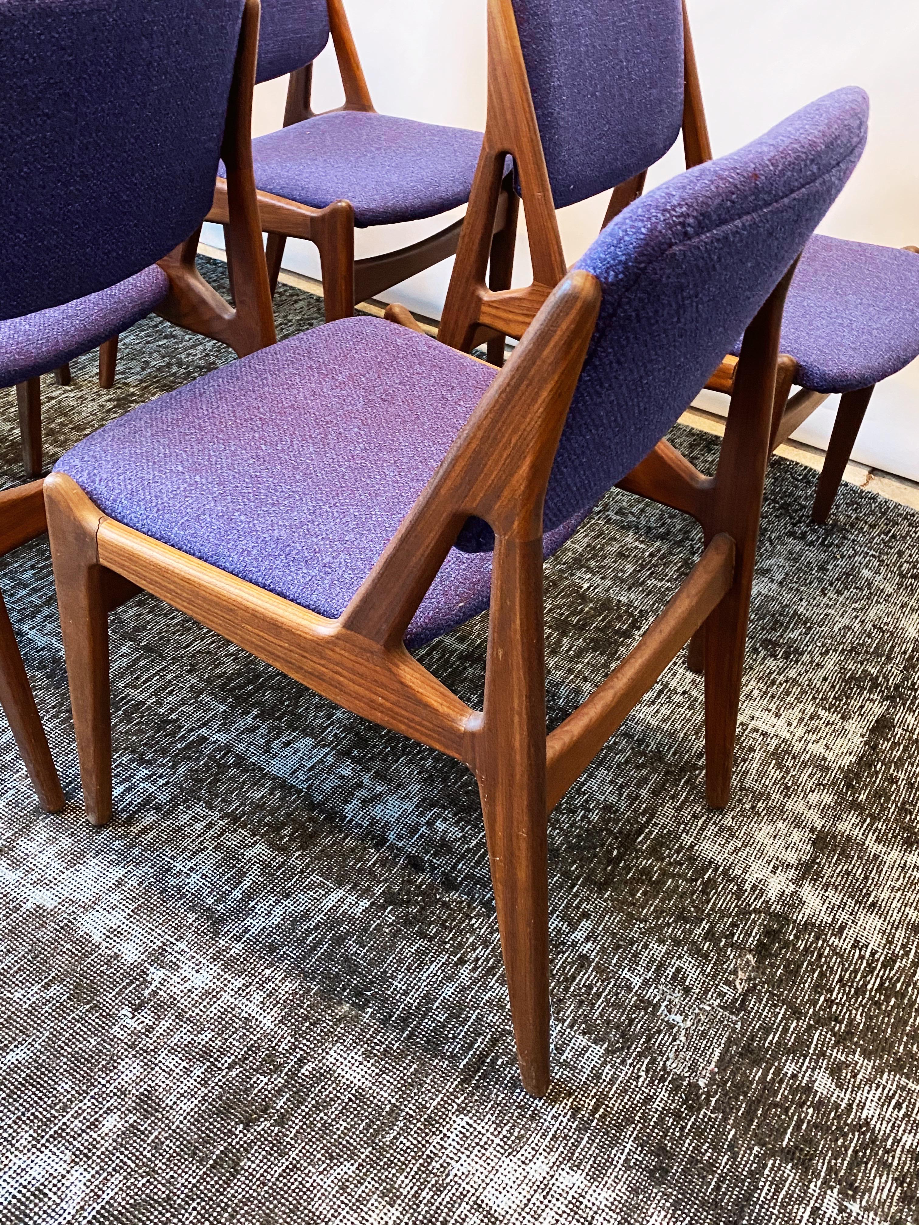 Vintage Set of Six Danish Modern Dining Chairs by Arne Vodder, circa 1960s In Good Condition In San Antonio, TX