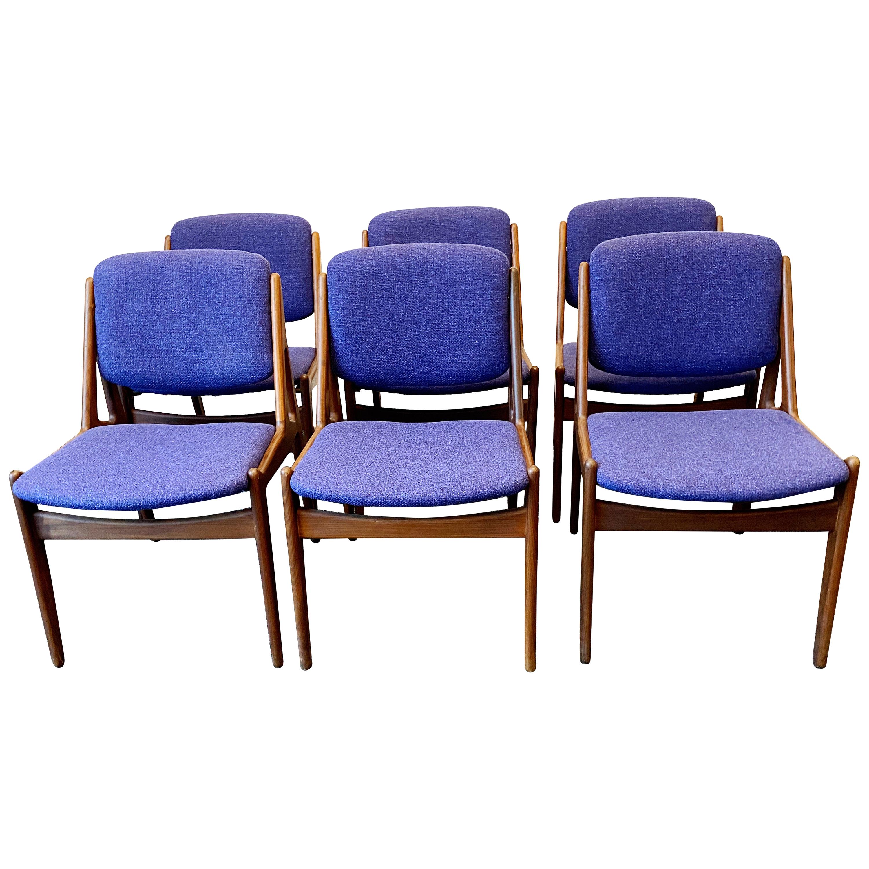 Vintage Set of Six Danish Modern Dining Chairs by Arne Vodder, circa 1960s