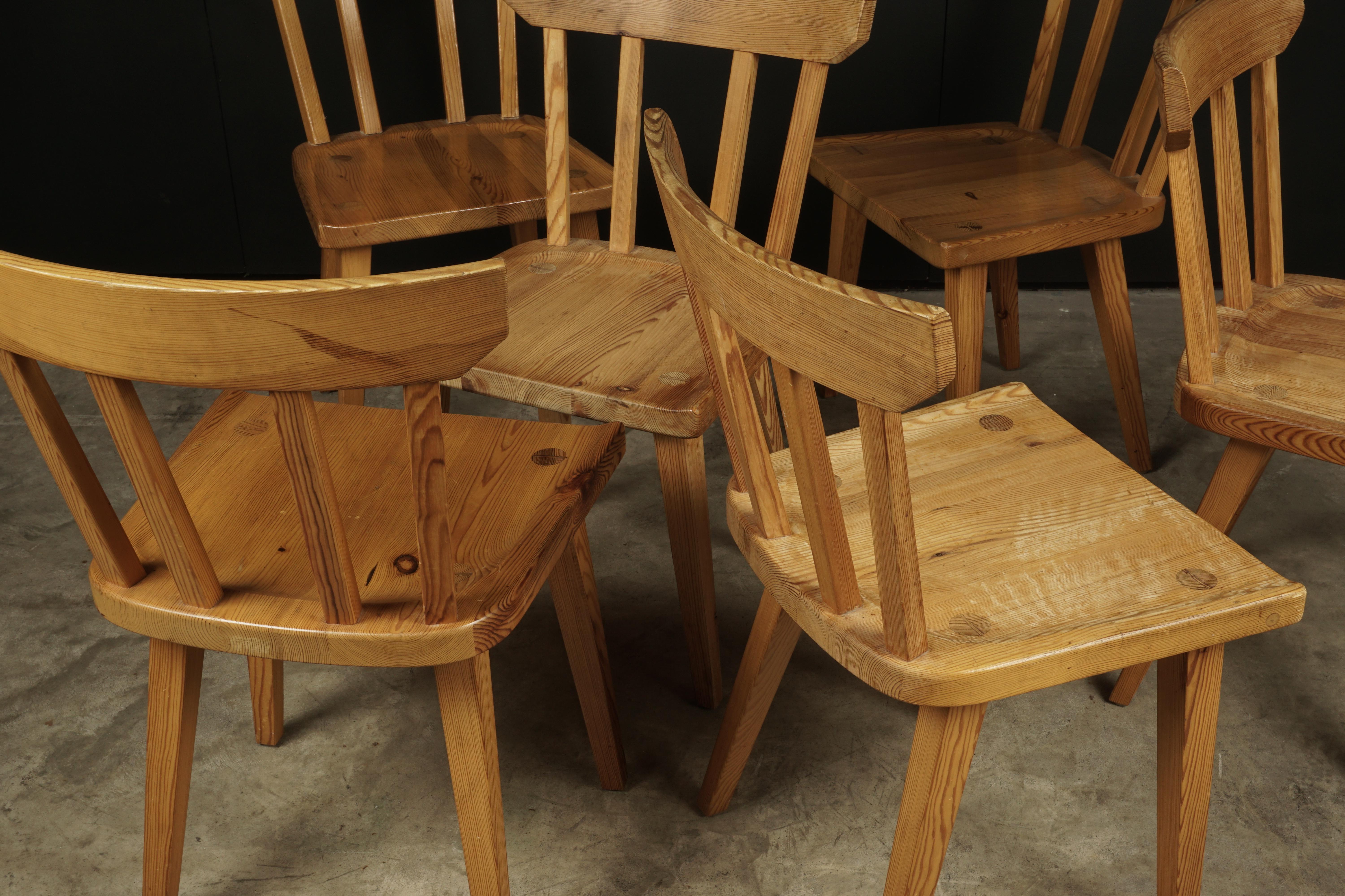 Late 20th Century Vintage Set of Six Dining Chairs from Sweden, 1970s