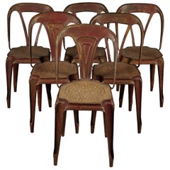 Retro Set of Six Fibrocit Bistro Chairs, France, circa 1950