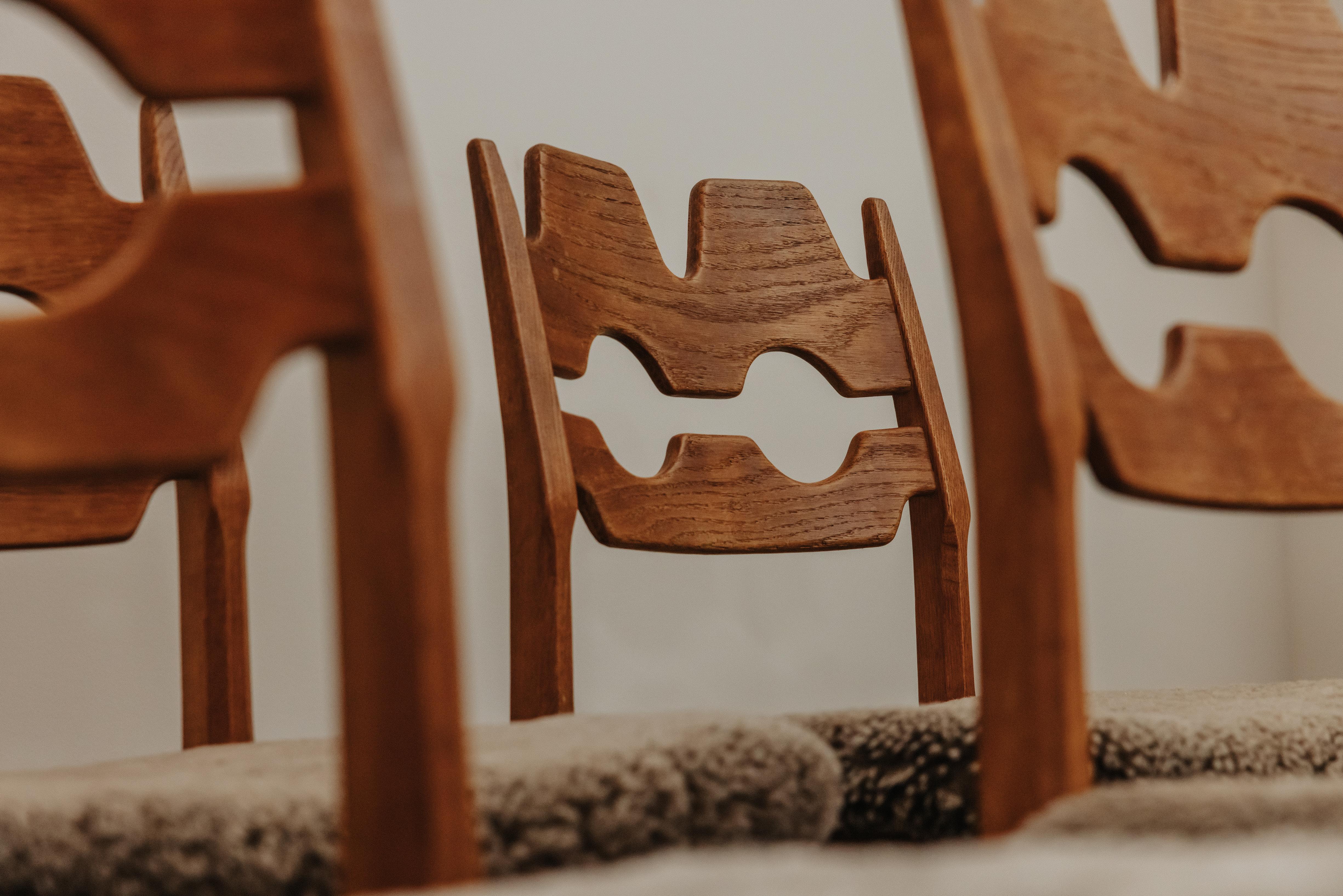 Late 20th Century Vintage Set of Six Henning Kjaernulf. Razor Dining Chairs From Denmark, 1970s