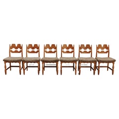 Vintage Set of Six Henning Kjaernulf. Razor Dining Chairs From Denmark, 1970s