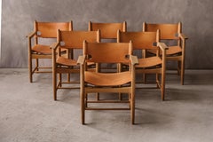 Vintage Set of Six Hunting Chairs by Børge Mogensen, Circa 1970
