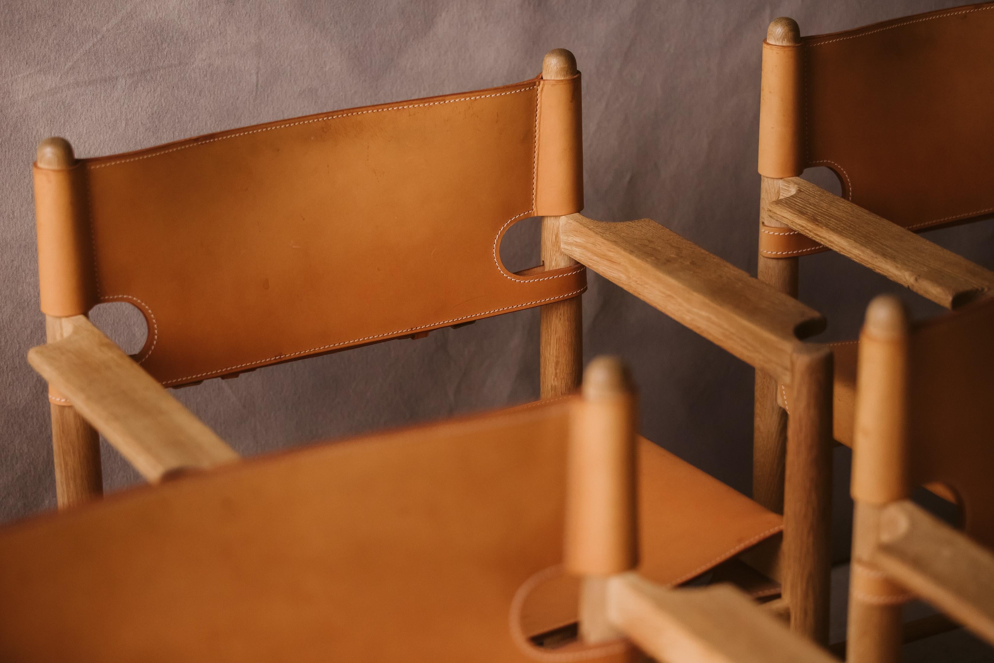 European Vintage Set of Six Hunting Chairs by Børge Mogensen, Circa 1970