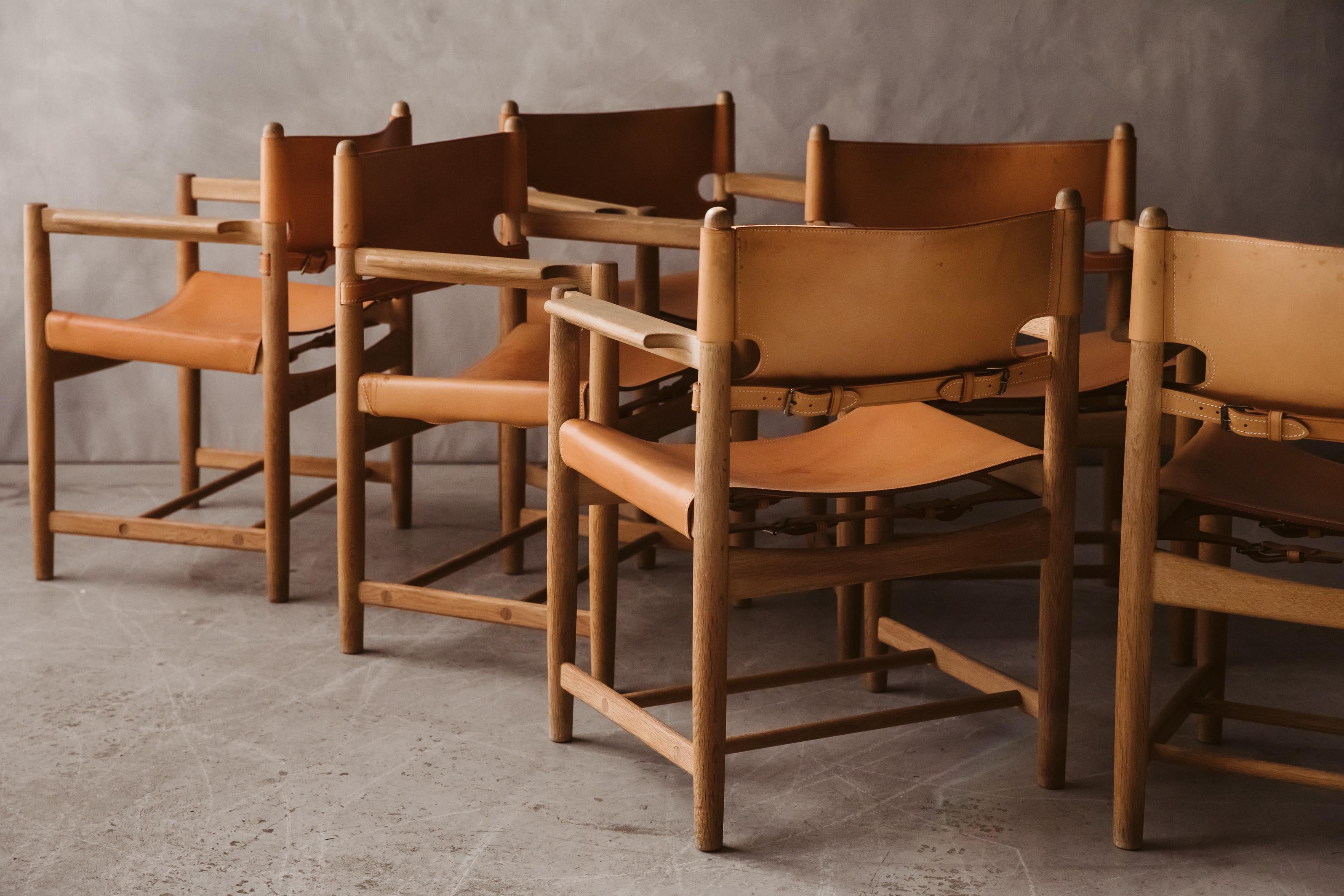 Vintage Set of Six Hunting Chairs by Børge Mogensen, Circa 1970 In Good Condition In Nashville, TN