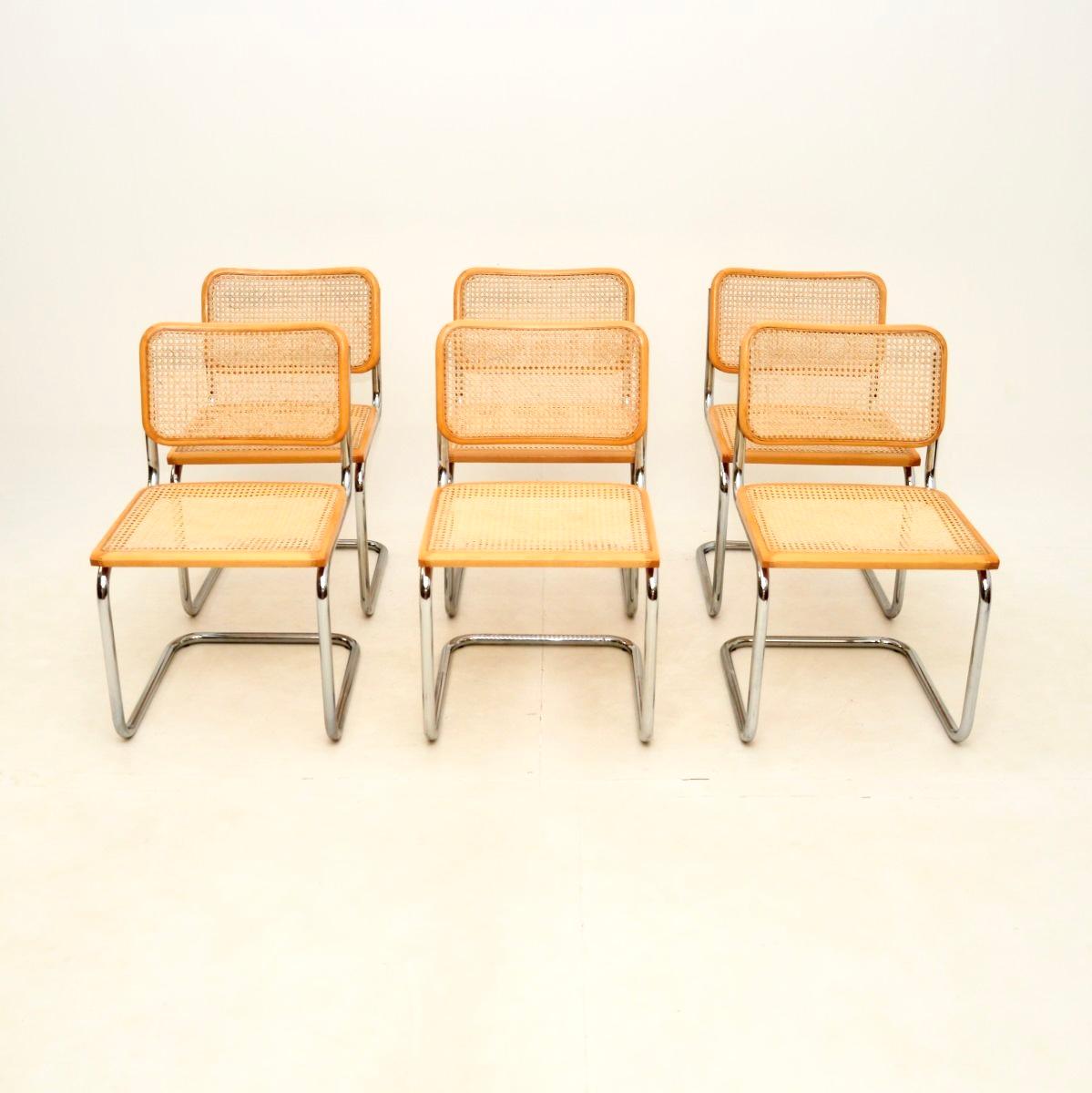 Vintage By Sechs italienische Cesca-Esszimmerstühle (Moderne der Mitte des Jahrhunderts) im Angebot
