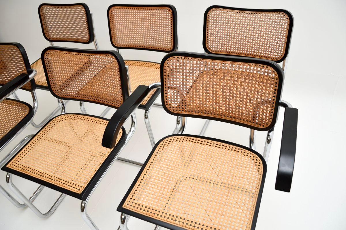 Vintage By Sechs italienische Cesca-Esszimmerstühle (Moderne der Mitte des Jahrhunderts) im Angebot