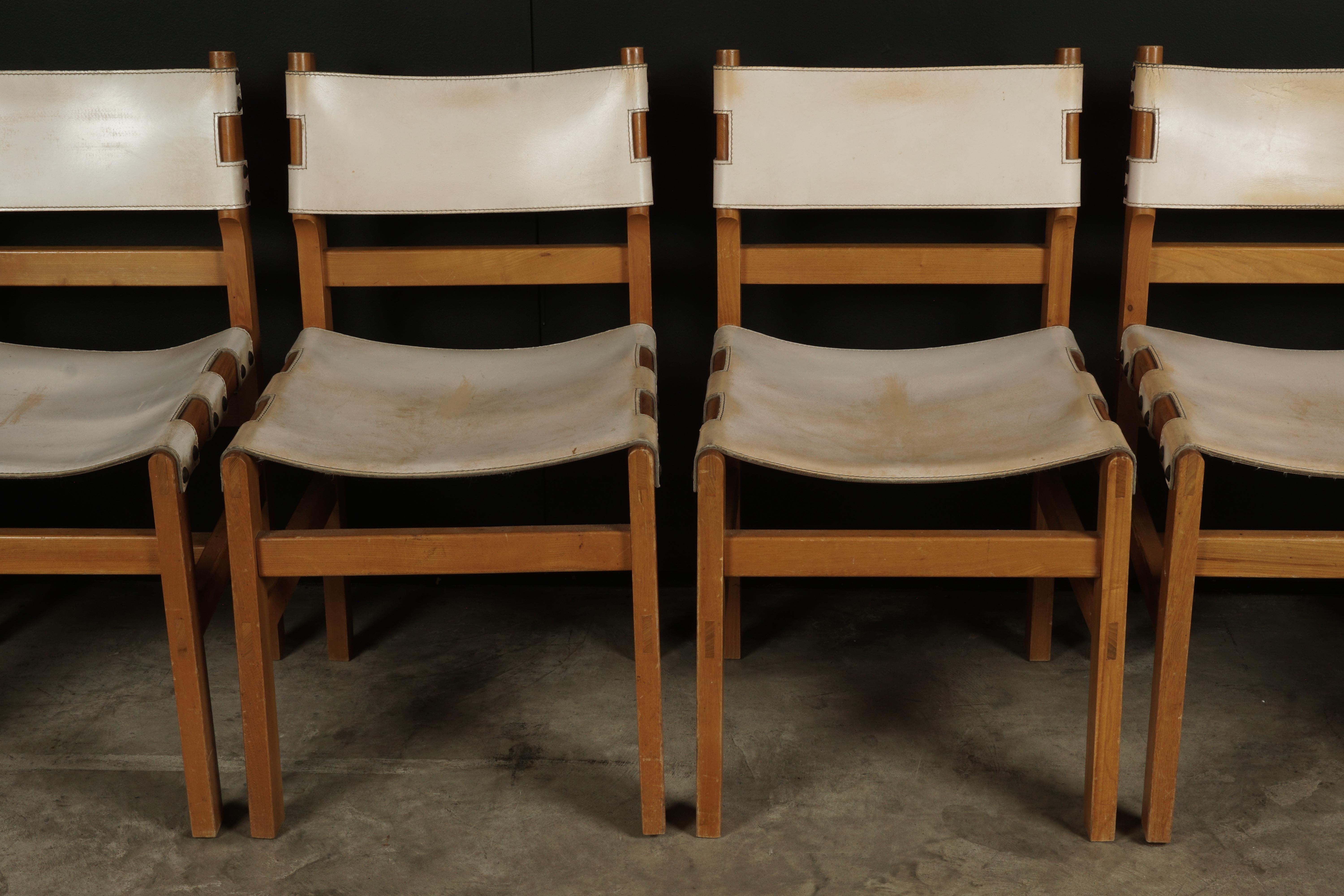 European Vintage Set of Six Leather Dining Chairs From France, 1970s