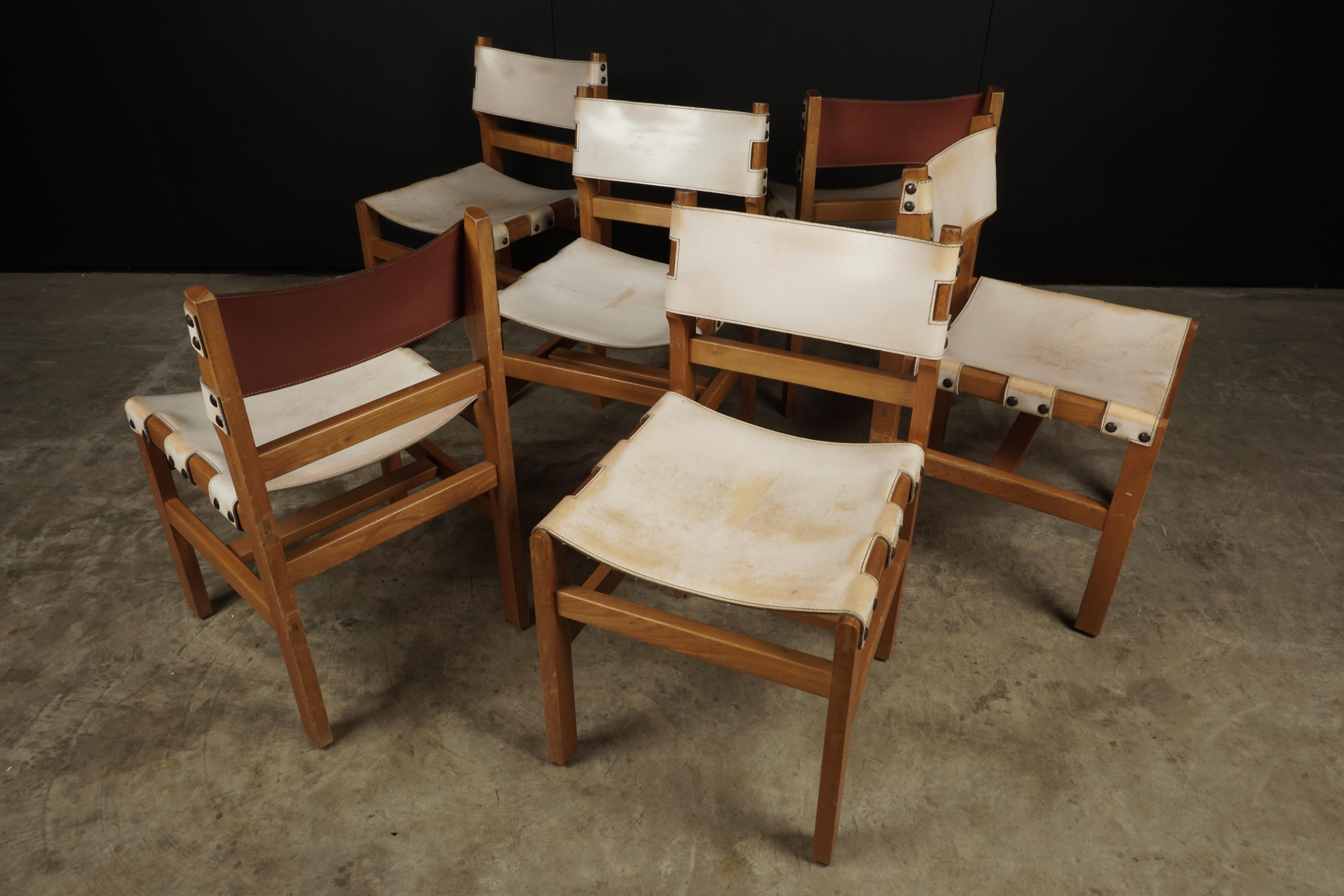 Late 20th Century Vintage Set of Six Leather Dining Chairs From France, 1970s