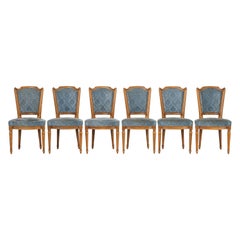 Vintage Set of Six Louis XVI Style Dining Side Chairs in Old Fabric