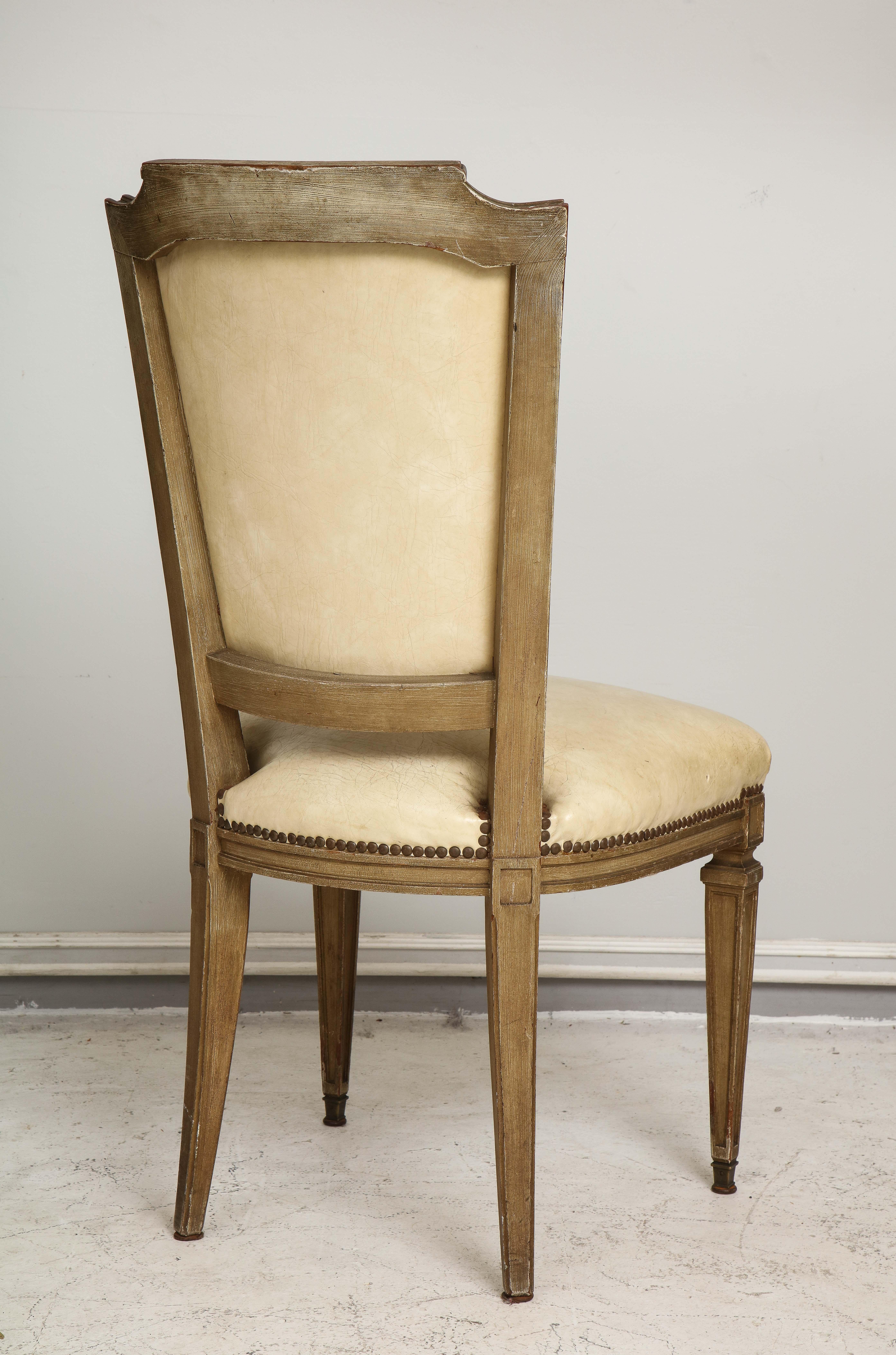 Vintage Set of Six Louis XVI Style Painted Dining Room Chairs For Sale 3
