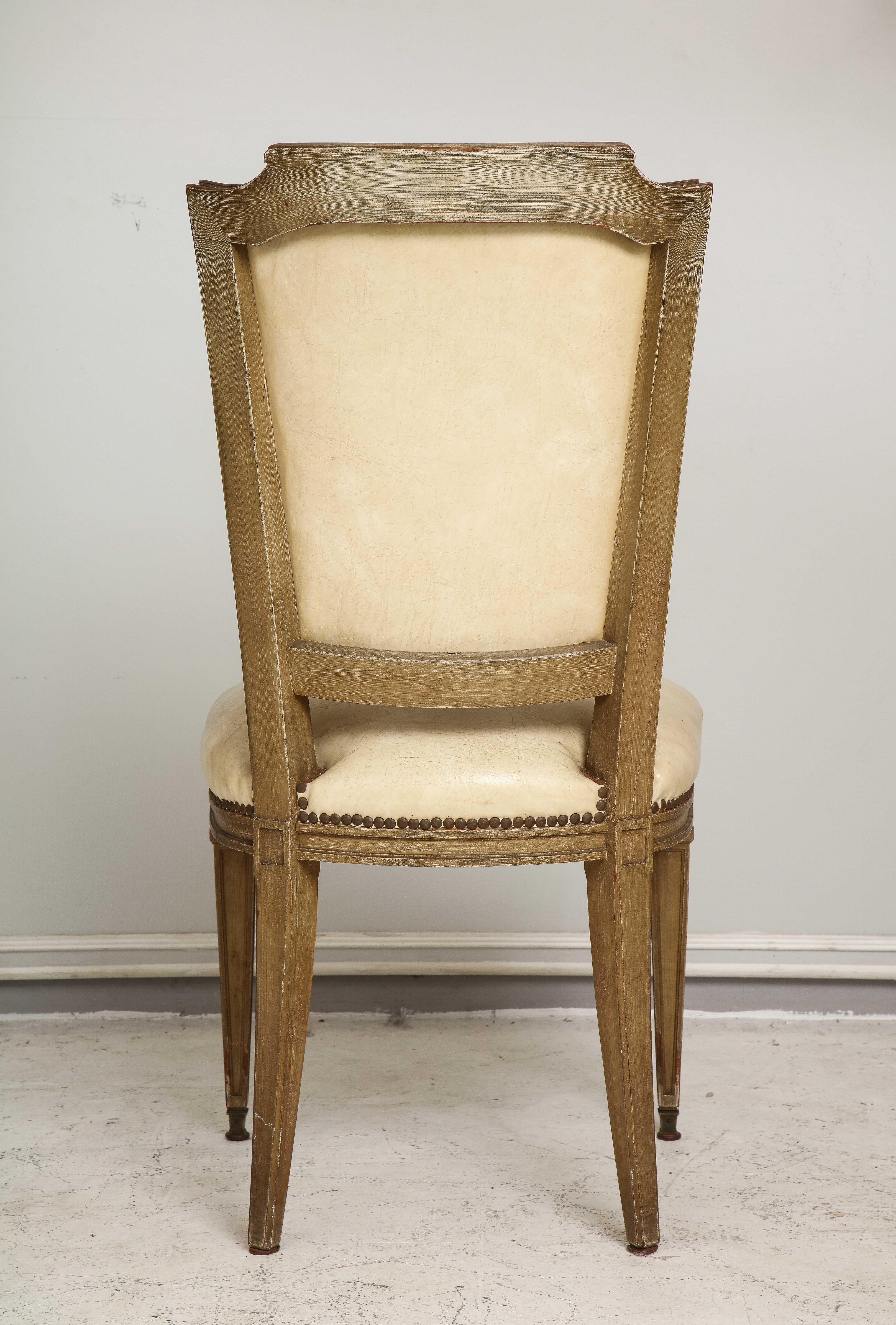 Vintage Set of Six Louis XVI Style Painted Dining Room Chairs For Sale 4