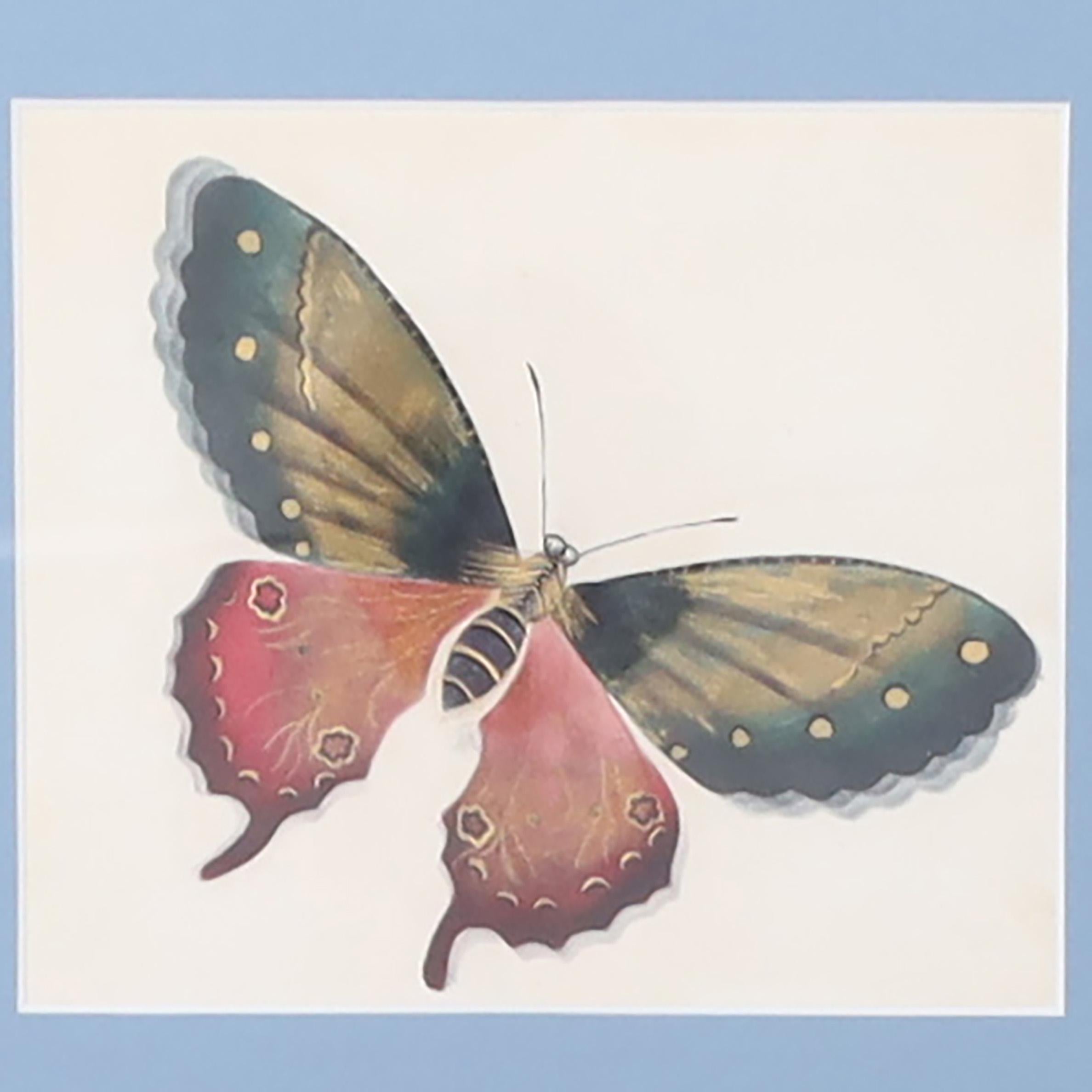 Vintage Set of Six Moth Watercolors For Sale 1