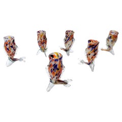 Vintage Set of Six Multicolored Murano Glass Drinking Glasses by Toso, Italy