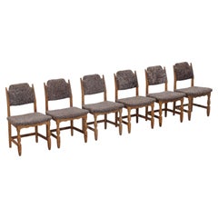 Conjunto vintage de seis sillas de comedor de roble y piel de oveja de Dinamarca, de alrededor de 1960