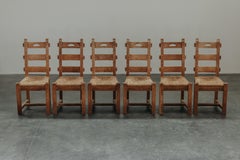 Vintage Set Of Six Oak Dining Chairs From France, Circa 1960