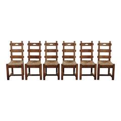 Vintage Ensemble de six chaises de salle à manger en Oak de France, Circa 1960